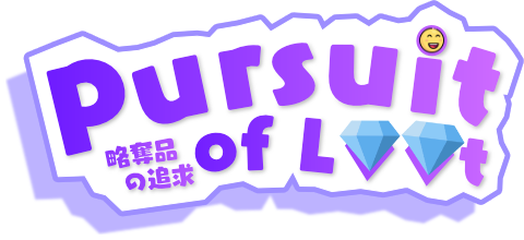 Pursuit of Loot logo in a kawaii style