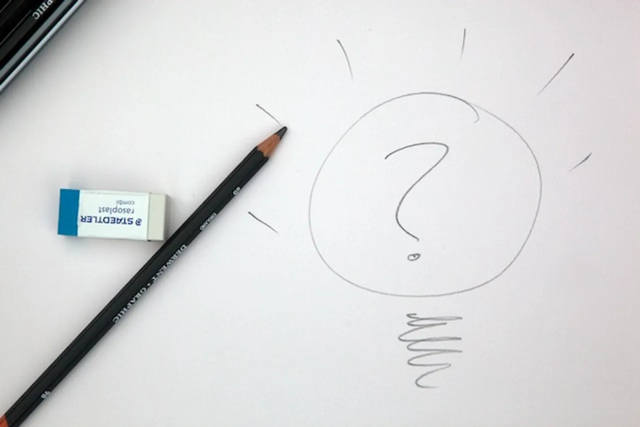 A pencil sketch of a question mark